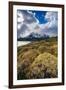 Scenic view of Los Cuernos mountain peaks from shore of Lago Pehoe-Jan Miracky-Framed Photographic Print