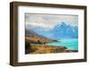 Scenic View of Mount Cook Viewpoint with the Lake Pukaki and the Road Leading to Mount Cook Village-Kuntalee Rangnoi-Framed Photographic Print