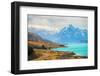 Scenic View of Mount Cook Viewpoint with the Lake Pukaki and the Road Leading to Mount Cook Village-Kuntalee Rangnoi-Framed Photographic Print