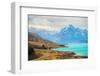 Scenic View of Mount Cook Viewpoint with the Lake Pukaki and the Road Leading to Mount Cook Village-Kuntalee Rangnoi-Framed Photographic Print