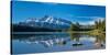 Scenic view of Mount Rundle reflected in Two Jack Lake, Banff National Park, Alberta, Canada-null-Stretched Canvas