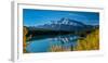 Scenic view of Mount Rundle reflected in Two Jack Lake, Banff National Park, Alberta, Canada-null-Framed Photographic Print