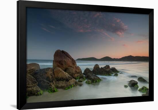 Scenic View of Praia Do Rosa Beach in Florianopolis Mainland at Sunset-Alex Saberi-Framed Photographic Print