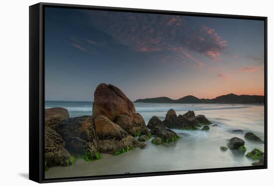 Scenic View of Praia Do Rosa Beach in Florianopolis Mainland at Sunset-Alex Saberi-Framed Stretched Canvas