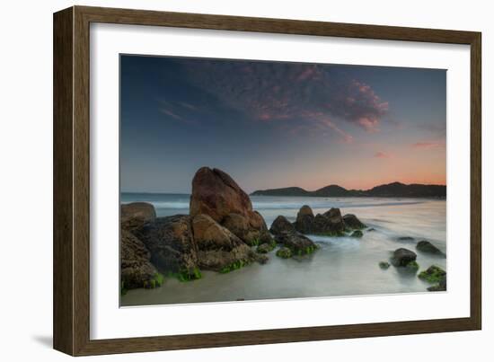 Scenic View of Praia Do Rosa Beach in Florianopolis Mainland at Sunset-Alex Saberi-Framed Photographic Print