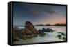 Scenic View of Praia Do Rosa Beach in Florianopolis Mainland at Sunset-Alex Saberi-Framed Stretched Canvas