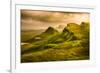 Scenic View of Quiraing Mountains Sunset with Dramatic Sky, Scotland-MartinM303-Framed Photographic Print