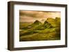 Scenic View of Quiraing Mountains Sunset with Dramatic Sky, Scotland-MartinM303-Framed Photographic Print