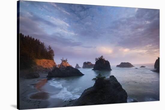 Scenic view of rock formations in the ocean, Haystack Rock, Cannon Beach, Samuel H. Boardman Sta...-Panoramic Images-Stretched Canvas