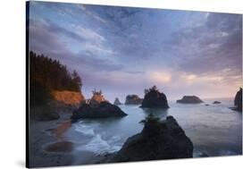 Scenic view of rock formations in the ocean, Haystack Rock, Cannon Beach, Samuel H. Boardman Sta...-Panoramic Images-Stretched Canvas