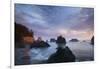 Scenic view of rock formations in the ocean, Haystack Rock, Cannon Beach, Samuel H. Boardman Sta...-Panoramic Images-Framed Photographic Print