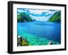 Scenic View of Sea Bay and Mountain Islands, Palawan, Philippines-photoroman-Framed Photographic Print