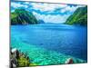 Scenic View of Sea Bay and Mountain Islands, Palawan, Philippines-photoroman-Mounted Photographic Print