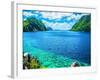 Scenic View of Sea Bay and Mountain Islands, Palawan, Philippines-photoroman-Framed Photographic Print