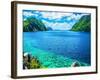 Scenic View of Sea Bay and Mountain Islands, Palawan, Philippines-photoroman-Framed Photographic Print