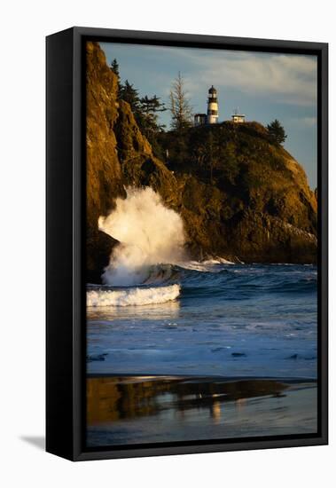 Scenic view of seacoast, Cape Disappointment State Park, Washington, USA-Panoramic Images-Framed Stretched Canvas