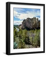 Scenic view of Smith Rock, Crooked River, Smith Rock State Park, Deschutes County, Oregon, USA-null-Framed Photographic Print