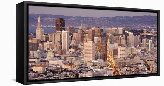 Scenic View of the San Francisco Skyline at Sunset from the Twin Peaks Overlook-Adam Barker-Framed Stretched Canvas