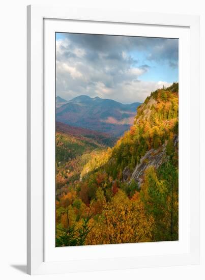 Scenic view of trees on mountain, Great Range, Giant Mountain, Adirondack Mountains State Park,...-null-Framed Photographic Print