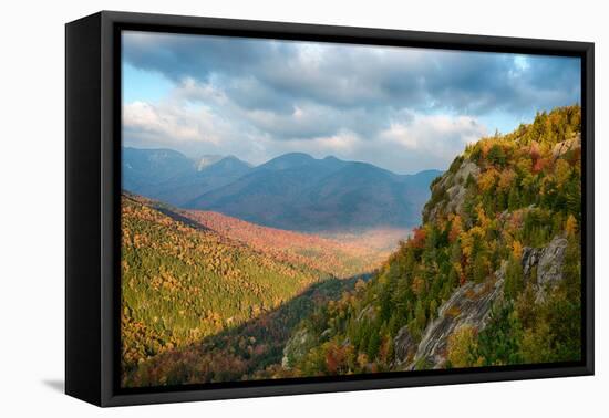 Scenic view of trees on mountain, Great Range, Giant Mountain, Adirondack Mountains State Park,...-null-Framed Stretched Canvas