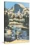 Scenic Vista Woodcut-null-Stretched Canvas