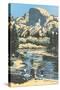 Scenic Vista Woodcut-null-Stretched Canvas