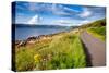 Scenic Winding Road along the Sea Loch Caolisport at Kintyre Peninsula, Argyll and Bute, Scotland,-naumoid-Stretched Canvas