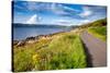Scenic Winding Road along the Sea Loch Caolisport at Kintyre Peninsula, Argyll and Bute, Scotland,-naumoid-Stretched Canvas