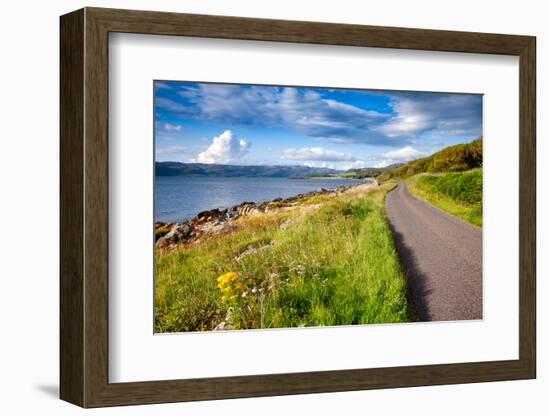 Scenic Winding Road along the Sea Loch Caolisport at Kintyre Peninsula, Argyll and Bute, Scotland,-naumoid-Framed Photographic Print