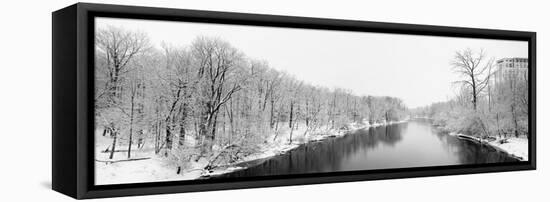 Scenic winter landscape of Des Plaines River, Wheeling, Illinois, USA-Panoramic Images-Framed Stretched Canvas