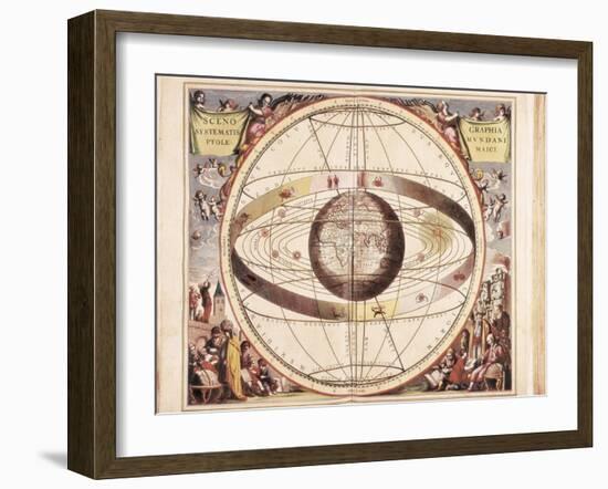 Scenographia Systematis Mundani Ptolemaici, Representation of the Ptolemaic Universe-Andreas Cellarius-Framed Art Print