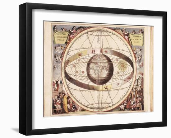 Scenographia Systematis Mundani Ptolemaici, Representation of the Ptolemaic Universe-Andreas Cellarius-Framed Art Print