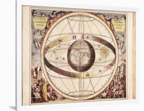 Scenographia Systematis Mundani Ptolemaici, Representation of the Ptolemaic Universe-Andreas Cellarius-Framed Art Print