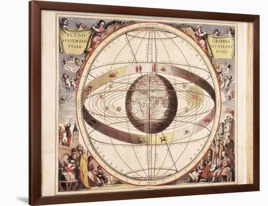 Scenographia Systematis Mundani Ptolemaici, Representation of the Ptolemaic Universe-Andreas Cellarius-Framed Art Print