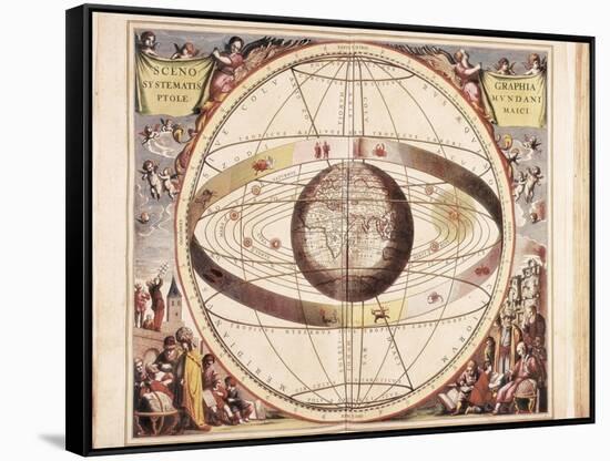 Scenographia Systematis Mundani Ptolemaici, Representation of the Ptolemaic Universe-Andreas Cellarius-Framed Stretched Canvas