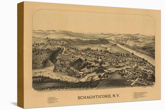 Schaghticoke, New York - Panoramic Map-Lantern Press-Stretched Canvas