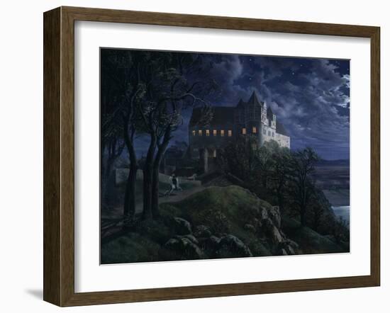 Scharfenberg Castle by night. 1827-Ernst Ferdinand Oehme-Framed Giclee Print
