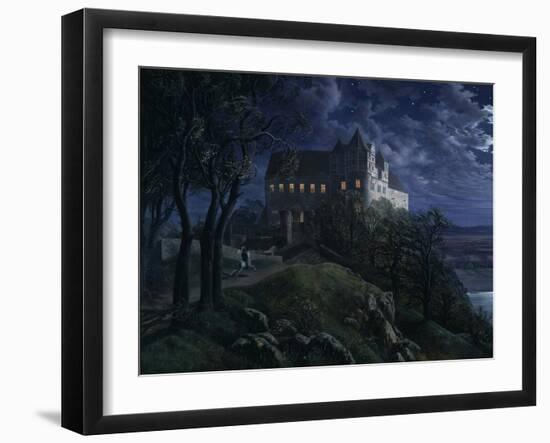 Scharfenberg Castle by night. 1827-Ernst Ferdinand Oehme-Framed Giclee Print