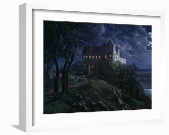 Scharfenberg Castle by night. 1827-Ernst Ferdinand Oehme-Framed Giclee Print