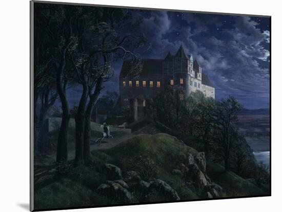 Scharfenberg Castle by night. 1827-Ernst Ferdinand Oehme-Mounted Giclee Print