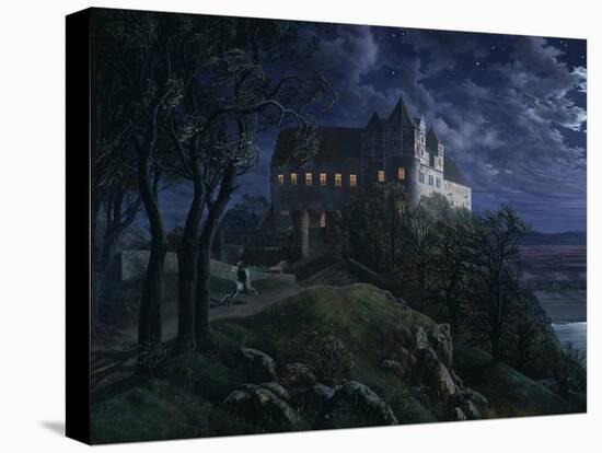 Scharfenberg Castle by night. 1827-Ernst Ferdinand Oehme-Stretched Canvas