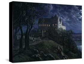 Scharfenberg Castle by night. 1827-Ernst Ferdinand Oehme-Stretched Canvas