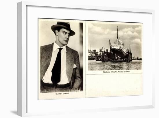 Schauspieler Gustav Diesel, Hamburg,Dampfer Reliance-null-Framed Giclee Print
