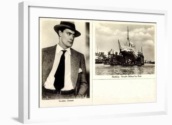 Schauspieler Gustav Diesel, Hamburg,Dampfer Reliance-null-Framed Giclee Print