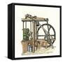 Schematic Drawing of James Watt's Steam Engine-null-Framed Stretched Canvas