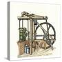 Schematic Drawing of James Watt's Steam Engine-null-Stretched Canvas