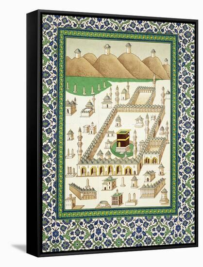 Schematic View of Mecca, Showing the Qua'Bah, from a Book on Persian Ceramics-null-Framed Stretched Canvas