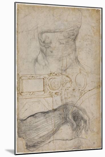 Scheme for the Decoration of the Ceiling of the Sistine Chapel, C.1508-Michelangelo Buonarroti-Mounted Giclee Print