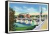 Schenectady, New York - Hotel Van Curler from Mohawk River Bridge-Lantern Press-Framed Stretched Canvas