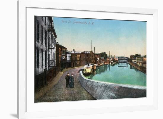 Schenectady, New York - View of Dock Street-Lantern Press-Framed Premium Giclee Print